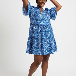 Sugarlips Vibrant Blue and White Floral Top